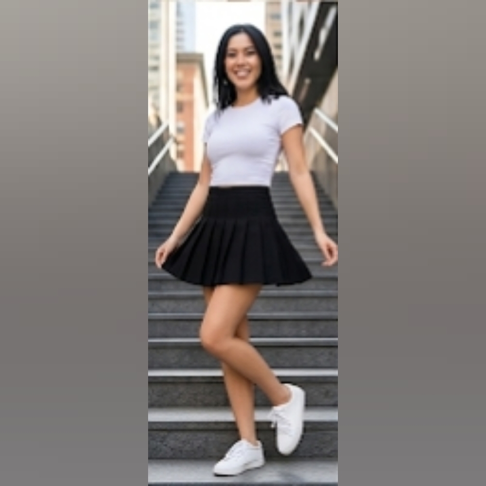 Forever 21 Women's Tennis Style Black Pleated Mini Skirt | Size M | Made In USA